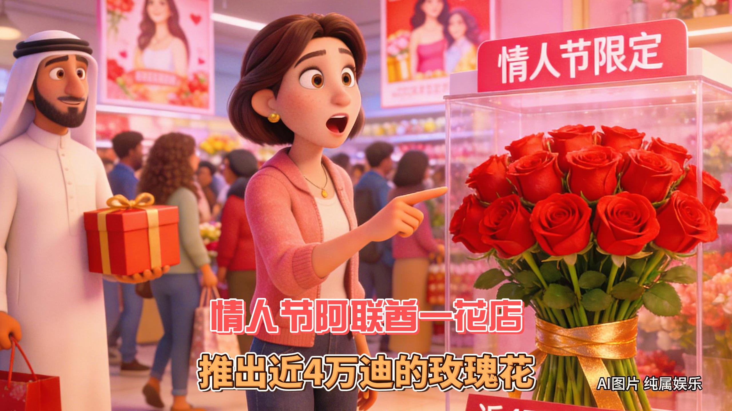 2月14日迪拜趣闻：情人节阿联酋一花店推出近4万迪的玫瑰花